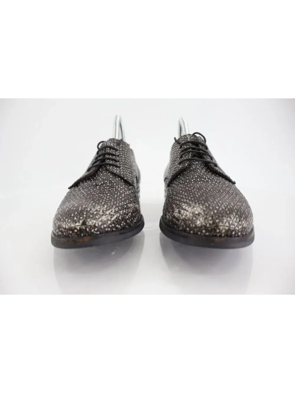 AGL Derby Loafers Womens 39.5 9.5 Black Speckled Leather Lace Up Flat Shoes